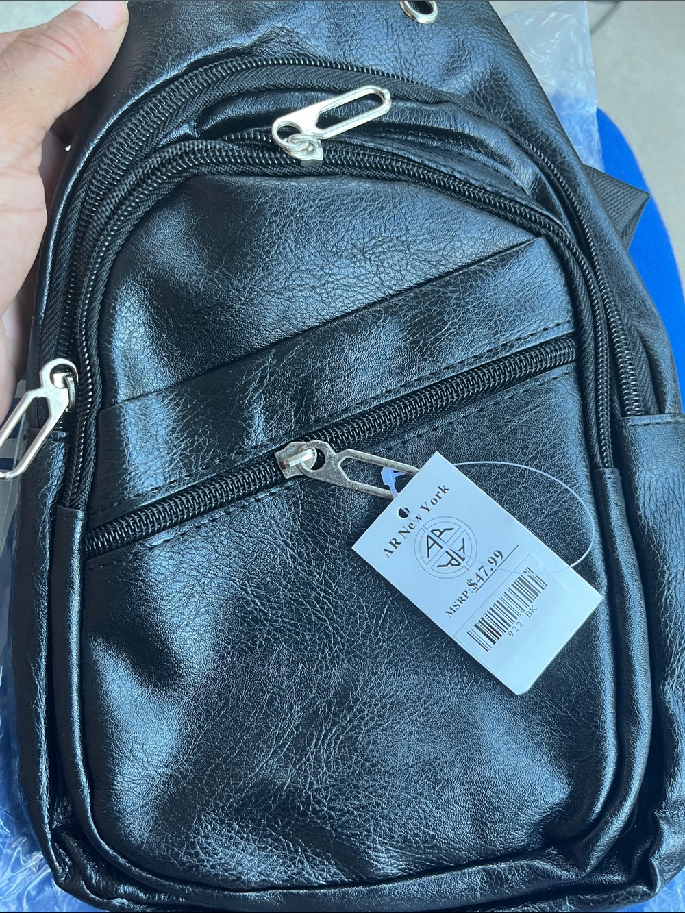 AR New York Black Backpack Sling Bag - Picture 3 of 4